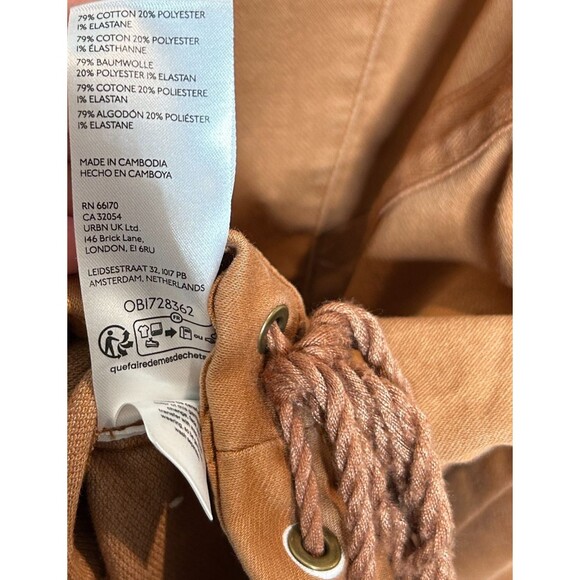 Anthropologie Pilcro Utility Jacket Medium Roll Sleeve Bomber Brown Camel - Picture 3 of 9